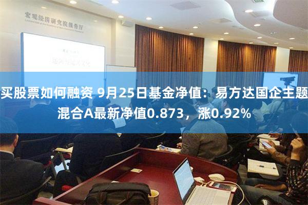 买股票如何融资 9月25日基金净值：易方达国企主题混合A最新净值0.873，涨0.92%